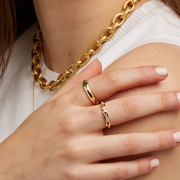 24K Gold Plated Emerald Ring - Picture 4 of 5